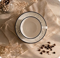 Top view of the speckled saucer